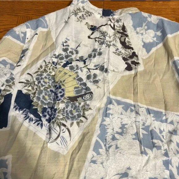 Citron of Santa Monica Asian Print Bamboo Blend Button Down Long Tunic Sz L - Picture 13 of 15